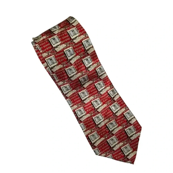 {Museum Artifacts} Computer Desktop Keyboard and Mouse Print Tie - Picture 3 of 7